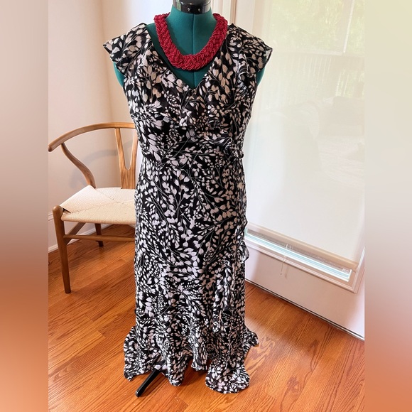 London Times size 8 faux wrap frill dress - Picture 5 of 13